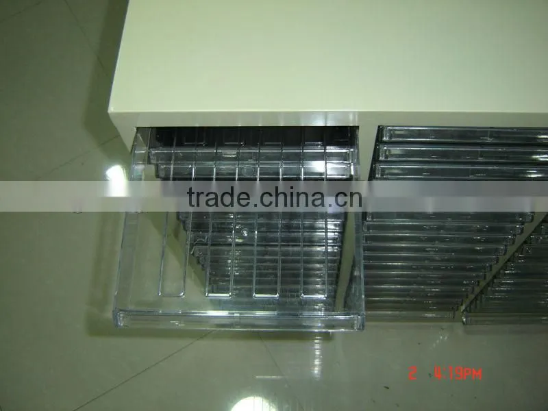 small parts cabinet with plastic box