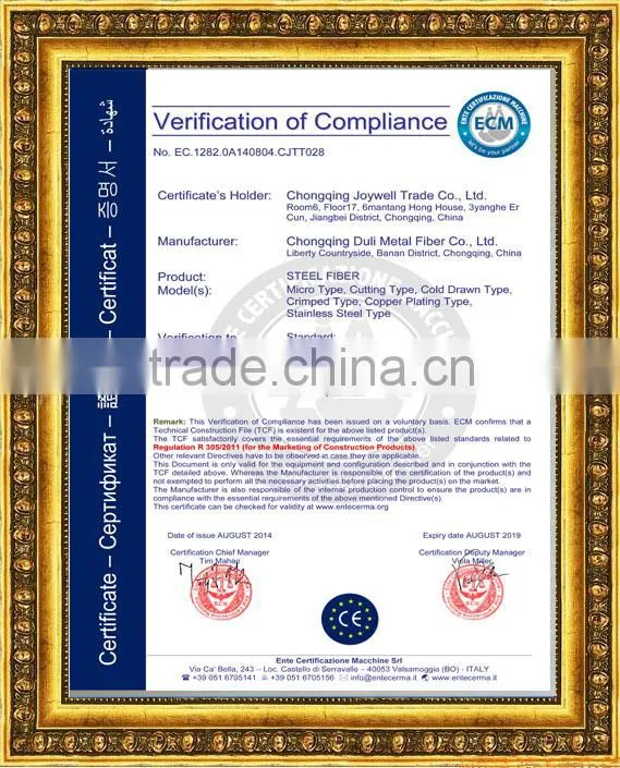 Cuttinhg steel fiber for construction reinforcement As Dramix