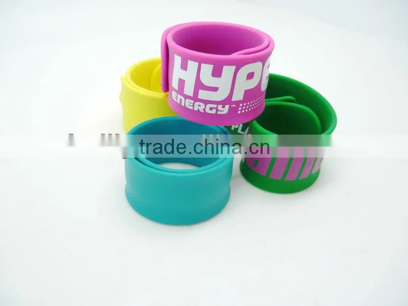 SILICONE SLAP WRIST BRACELET BAND WRAP TOY RUBBER TOY KIDS WRAP SNAP WORD Printing