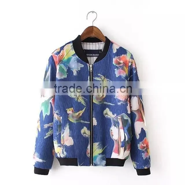 cheap china wholesale clothing floral print baseball coat