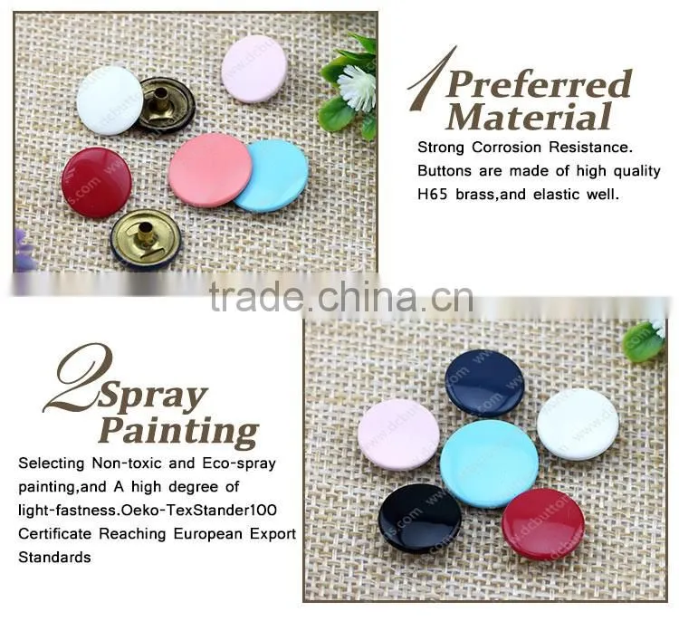 Wholesale Metal Button Customized Copper Spray 4 parts clothes Spring Snap Fastener