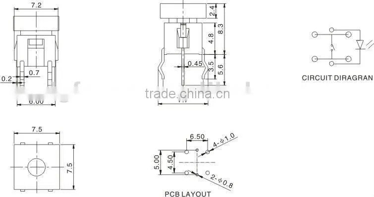 small square push button light switch TS-2007