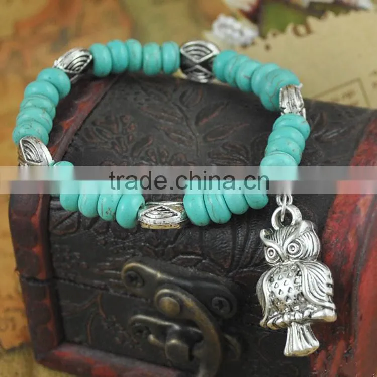 owl model tibetan silver turquoise bracelet, antique silver bracelet