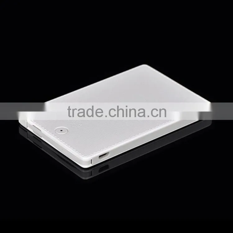 New products for 2016 credit card size power bank 3000mAh, external credit card powerbank with built in cable