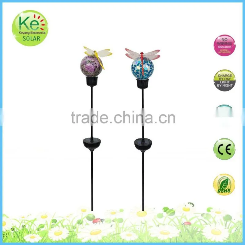 Glass ball with dragonfly courtyard light solar garden light