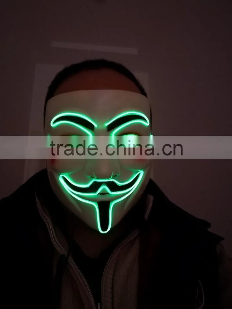 Hot Selling Party EL light Mask / EL WIRE V for Vendetta Mask