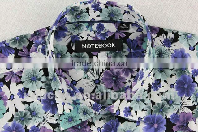 Latest 100% cotton floral short sleeve Italy style popular men's printed satin shirts