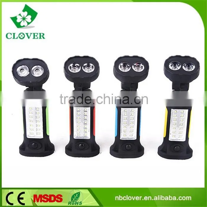 2pcs 1w led+ 14smd LED magnetic led portable work light with hook