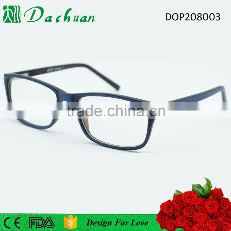 2016 latest design CP injection fake acetate good quality korean optical frames with wood brushed color