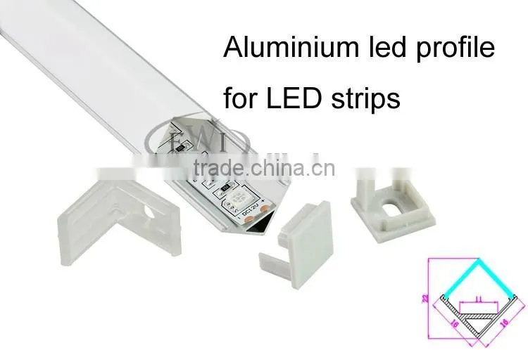 China factory supply V shape alu led profile for cabinet corner lighting