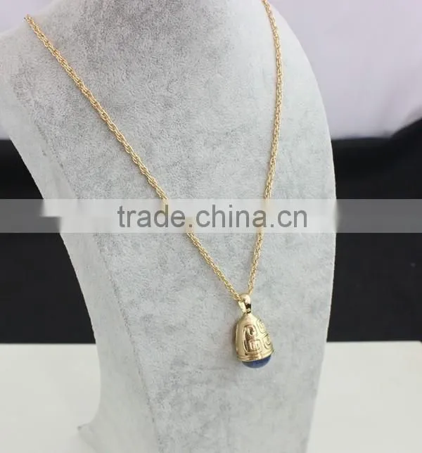 Wholesale African Beads Necklaces Design Small Bell Three Color Clean Nature Stone Jewelry Pendant Necklaces For Women