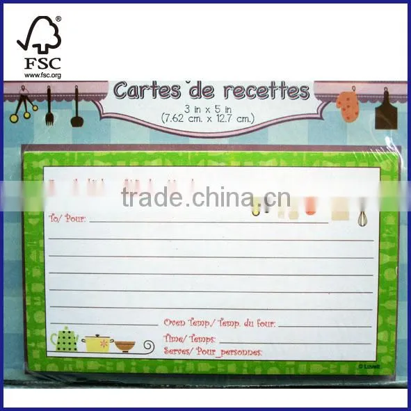 2 subject recipe cards for children