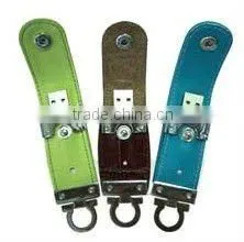 wholesale leather usb pendrive with free keyring and logo printing