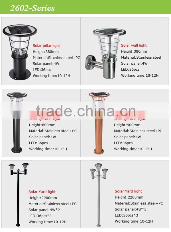 JR-2602 Rechargeable stainless steel solar garden light solar wall light