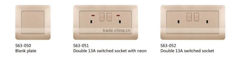 Aluminum brush Panel South African standard swithed socket with neon