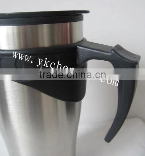 Double wall budget promotional steel plastic travel mug