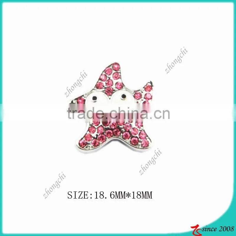 pink crystals star fish 10MM slider charm
