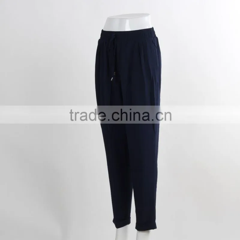 F5S30043 Casual Dark Blue Women Slacks