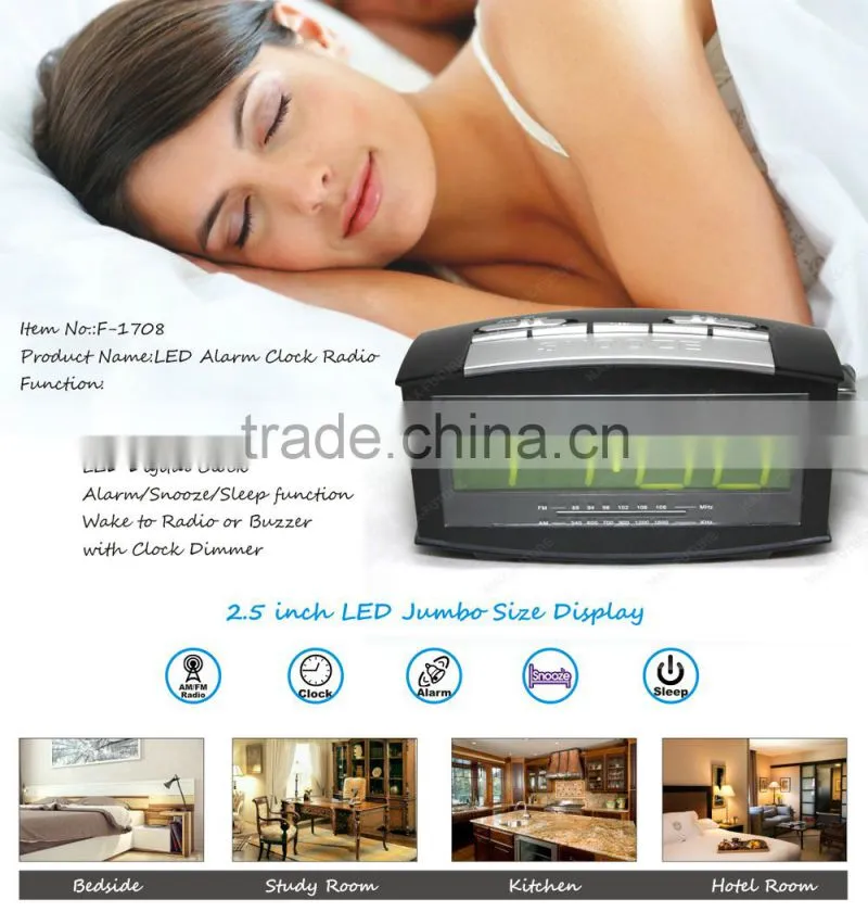 2.5 inch LED Jumbo-Size Display Screen Clock Radio with Alarm clock for home,kitchen,hotel
