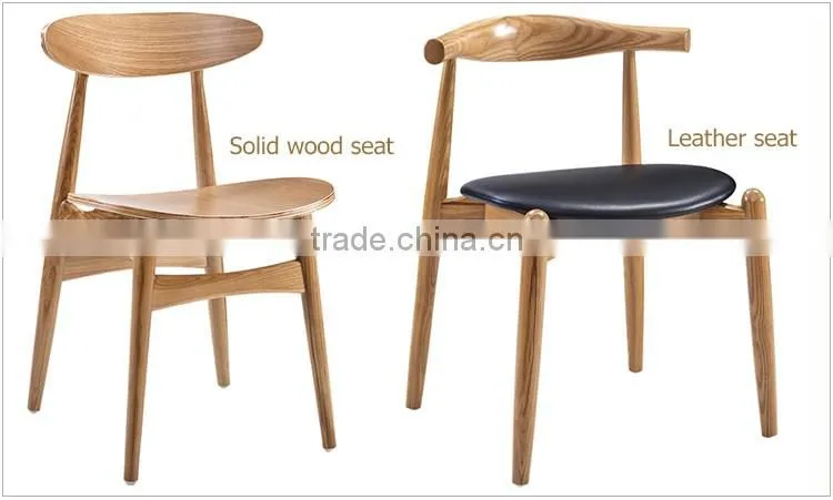 European style bistro chair pu leather seat solid wood modern wood chair