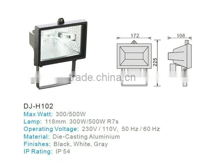 aluminium 500W black ip54 outdoor flood light fixture