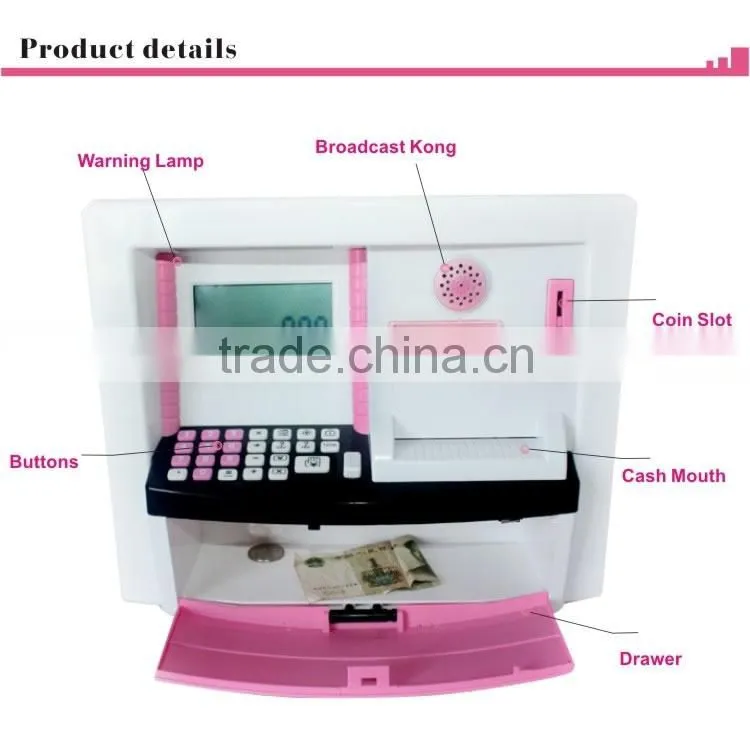 2015 New Product Plastic Lockable ATM Bank Pig Money Box