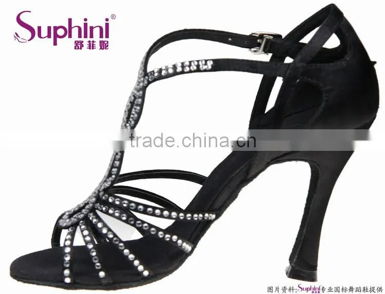 Crystal Latin Shoes Black Latin Dance Shoes