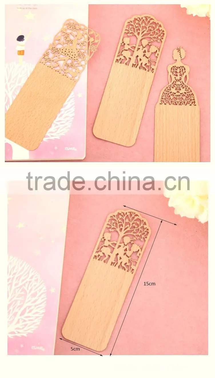2016 New Promotional Gift Creative Stationery Hollow Out Ultra-thin Wooden Bookmark