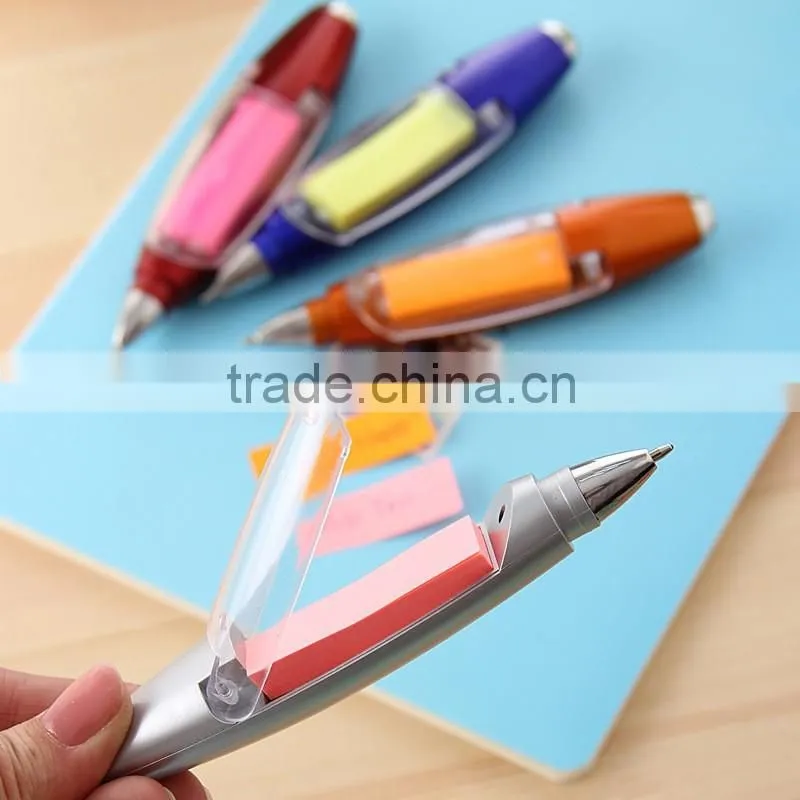 3 in 1 multifunctional pen with sticky note and LED flashlight
