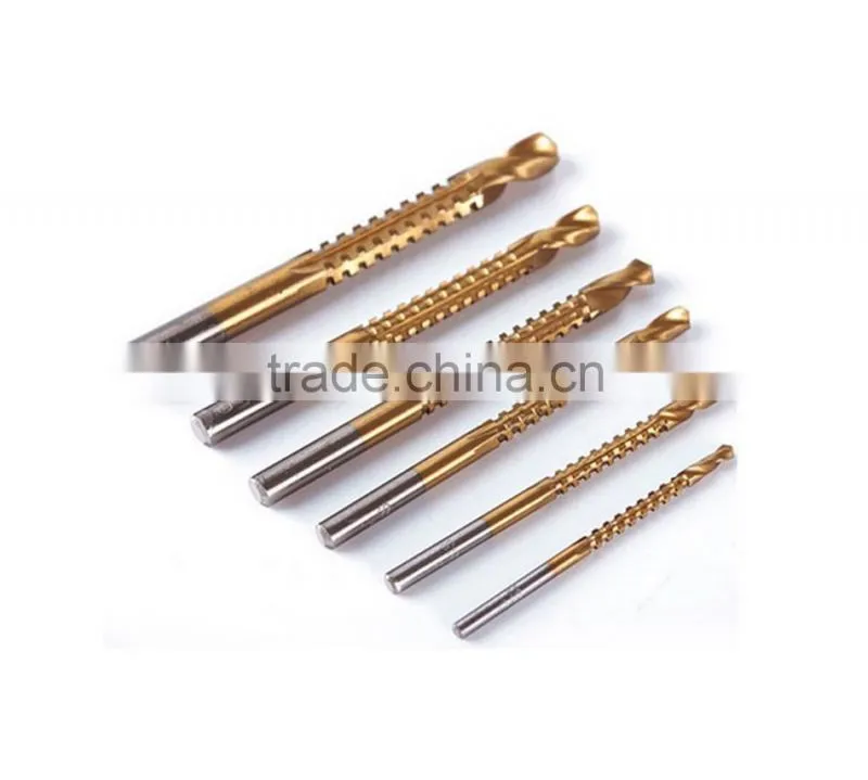 6pcs DEKO HSS Titanium Coated Woodworking Drill Bits
