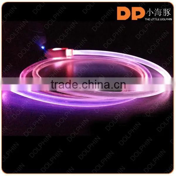 Dongguan factory price color changing crystal connector USB 2.0 LED usb cable for iphone chargers