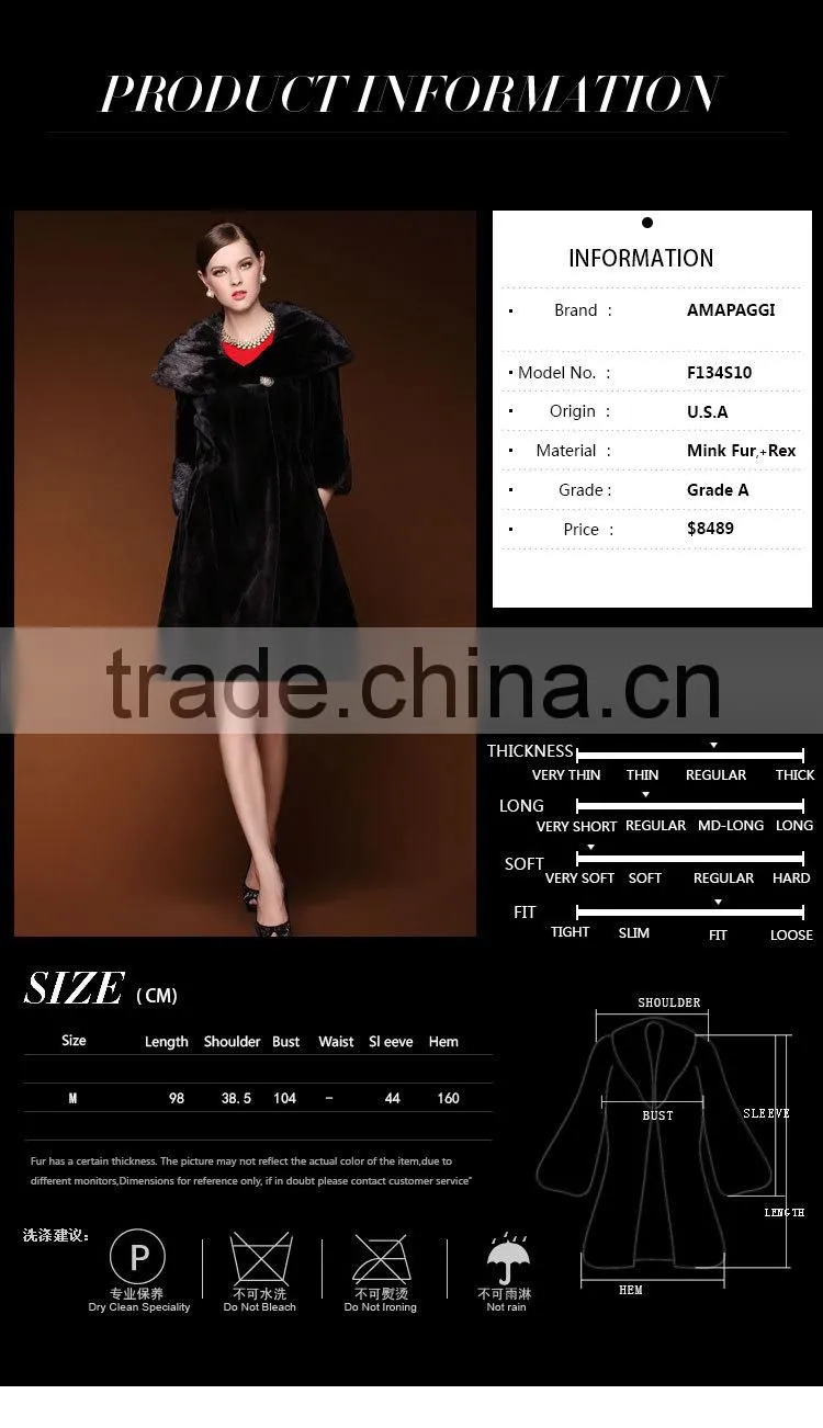 Discout winter long 100% real mink women fur coat for sale