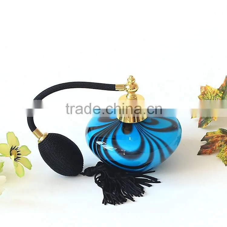 High-grade 100ML Blue Pattern Glass Bottle of Fine Tall Airbag Nozzle Perfume Bottle