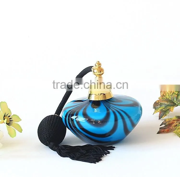 High-grade 100ML Blue Pattern Glass Bottle of Fine Tall Airbag Nozzle Perfume Bottle