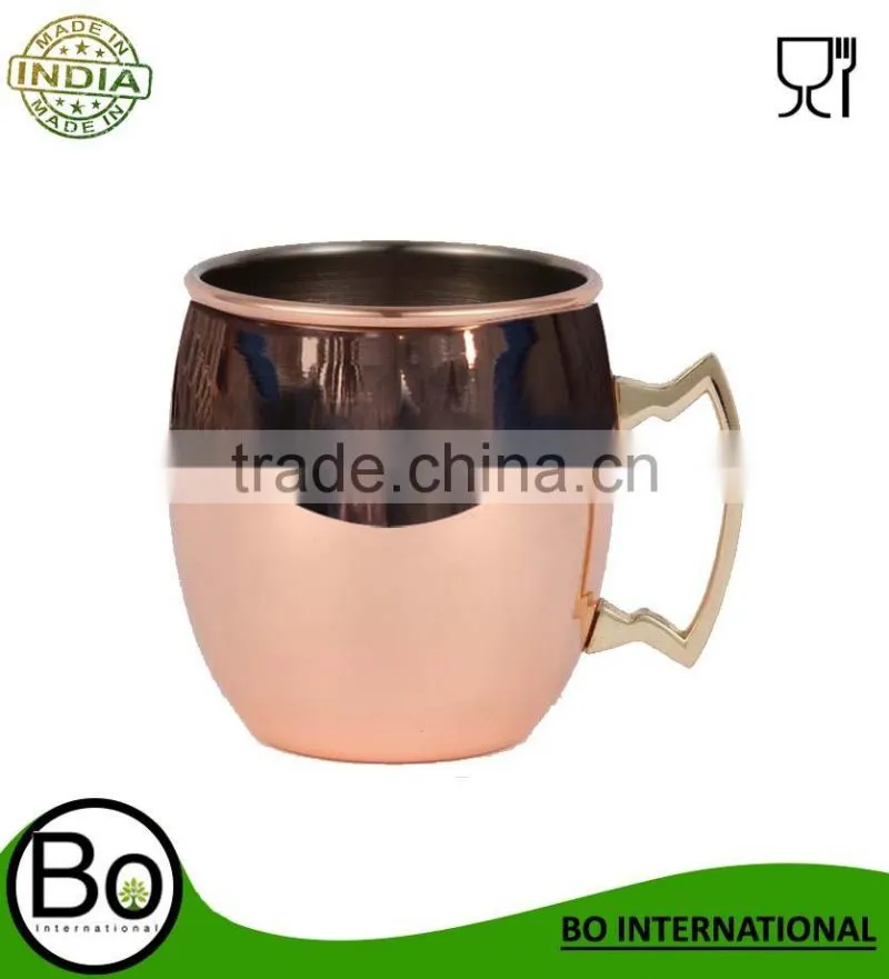 Copper Moscow Mule Barrel Mug with Brass Handle