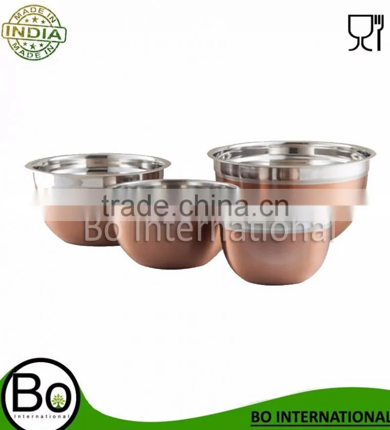 Copper Plated 4 Piece Stainless Steel Mixing Bowl Set