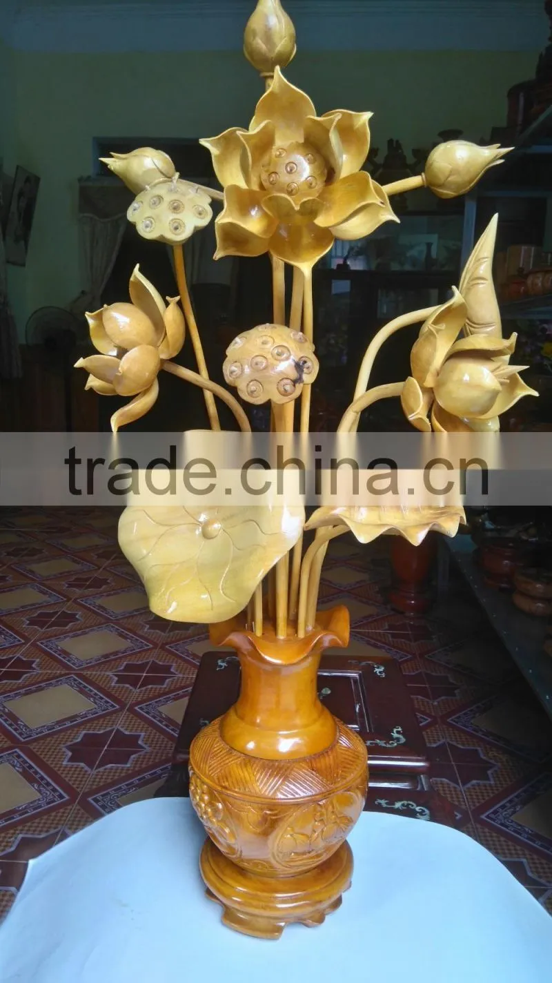Cheap wooden pot with lid, pumpkin shape for home decoration