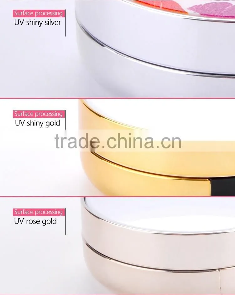 Fashionable Shiny Gold jar for air cushion BB CC new makeup round airless powder jar