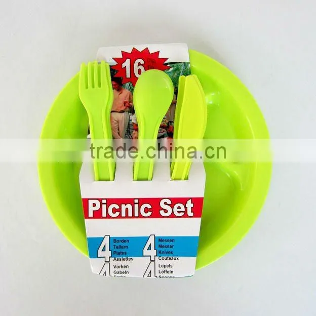 Plastic oval plate tableware picnic set 16 pcs