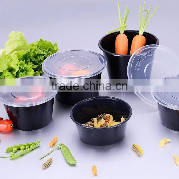 Plastic Round Meal Preparation Container / Food Saver with Clear Lid, Leak Proof, Microwavable Plastic Food