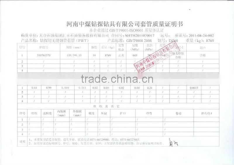 PW PX PWT casing with P110 and DZ60 steel material MTC