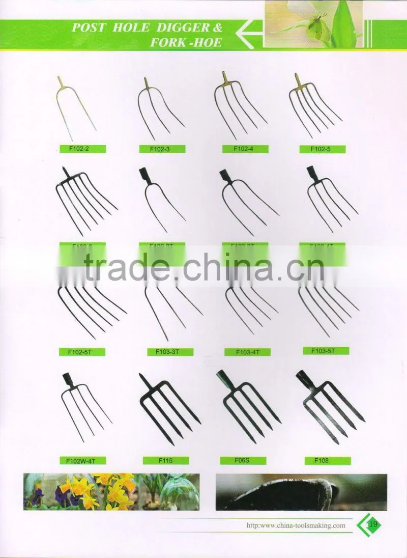 different types of digging and farming tools fork