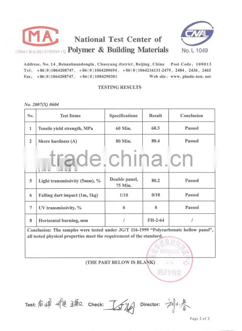 Roofing panel, Polycarbonate U Sheet(8mm,10mm), Plastic Roofing Sheet