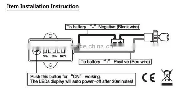 12v rectangular battery indicator meter