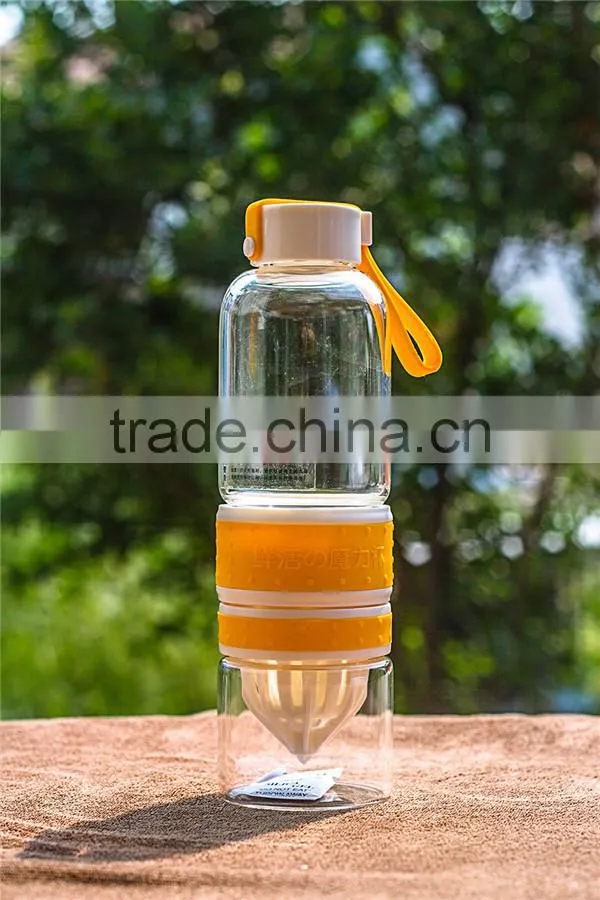 hot sale glass lemon water bottle / Fresh juice drinking cup
