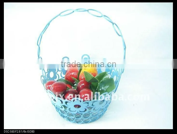 Blue round wire storage metal hanging baskets