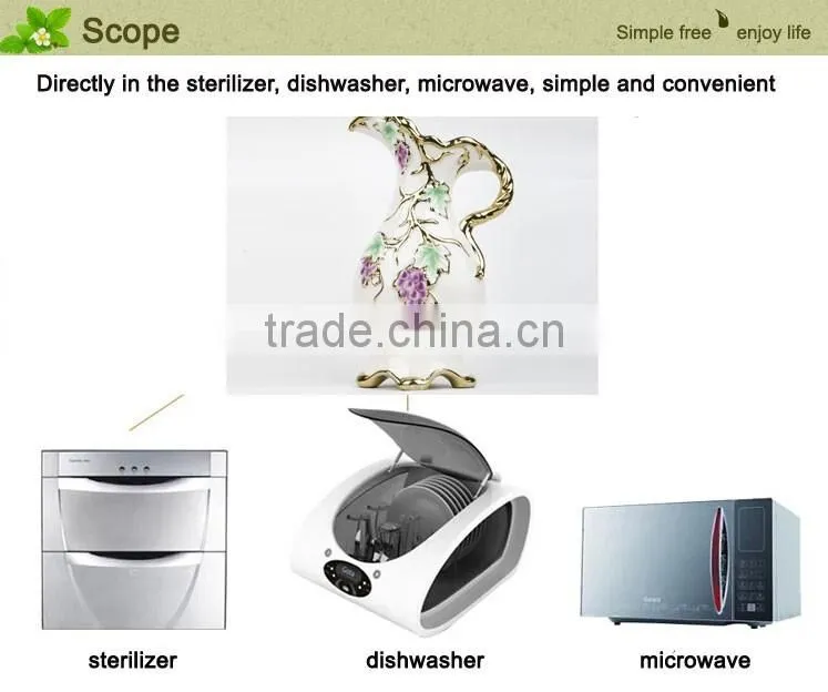 Stock Golden Ceramic Plate/bulk ceramic vase grape design