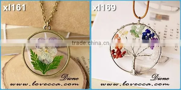 2016 fashion clear resin orb globe real dandelion seeds flower pendant necklace jewelry design