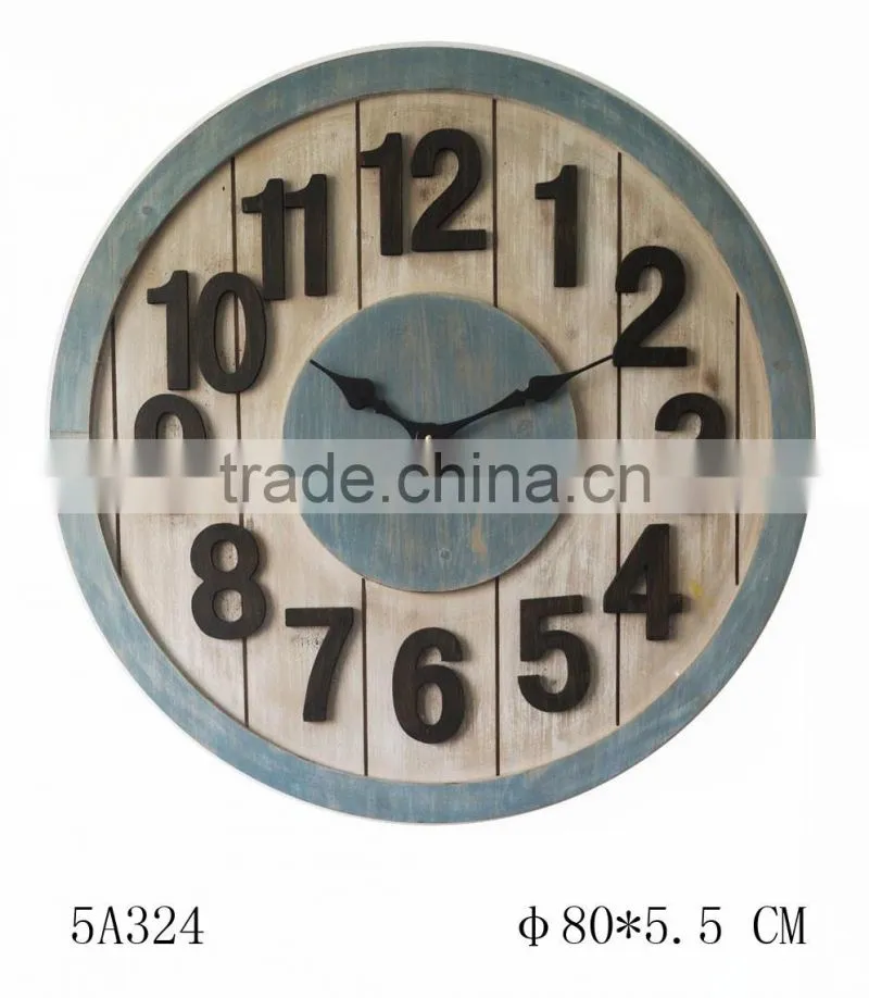 recycled round black metal vintage wall clock factory sell