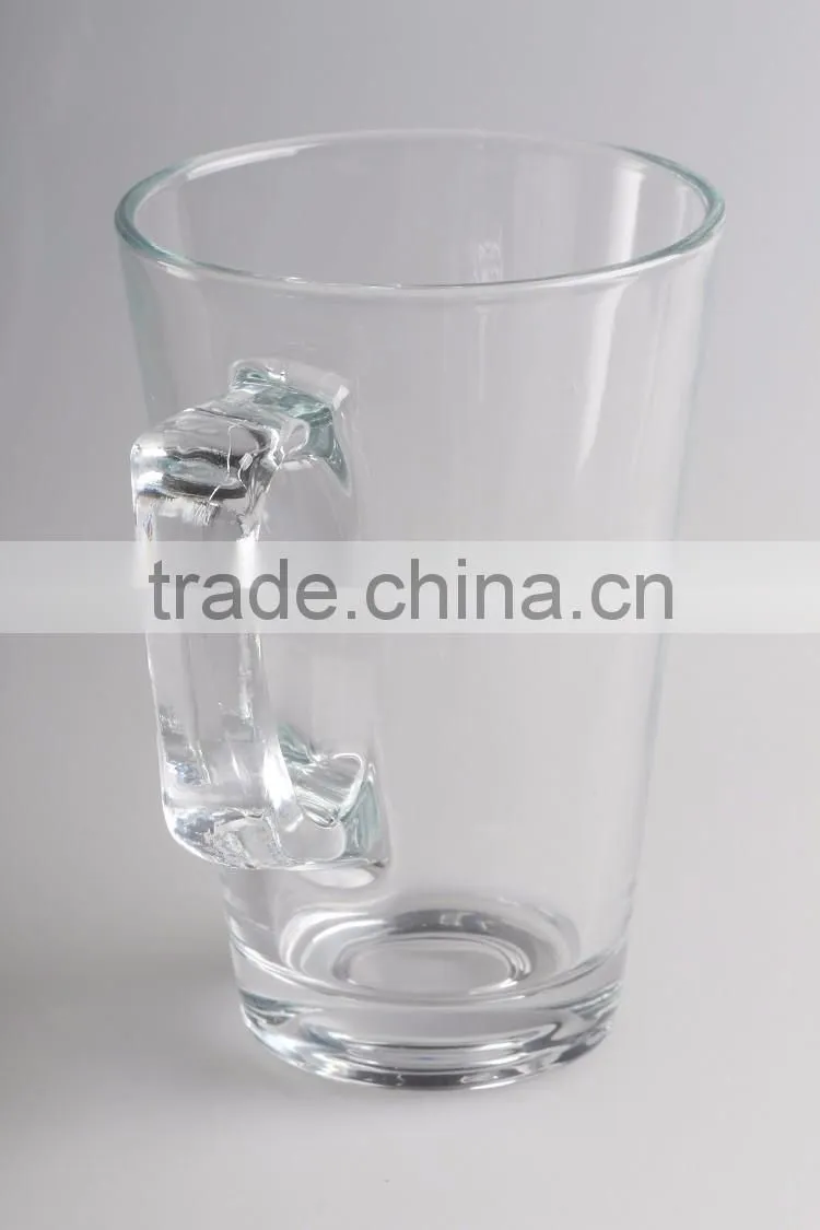 Custom logo printed clear cheap 16oz glass coffee mugs wholesale